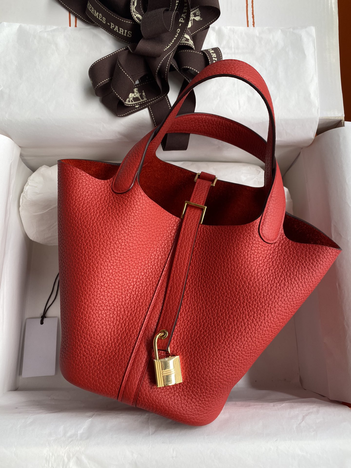 Hermes Picotin Lock 18 Bag In Red Clemence Leather